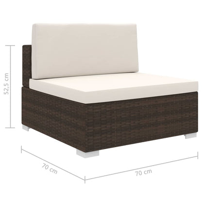 Seduta Centrale Modulare 1 pz con Cuscini in Polyrattan Marrone - homemem39