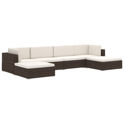 Seduta Centrale Modulare 1 pz con Cuscini in Polyrattan Marrone - homemem39