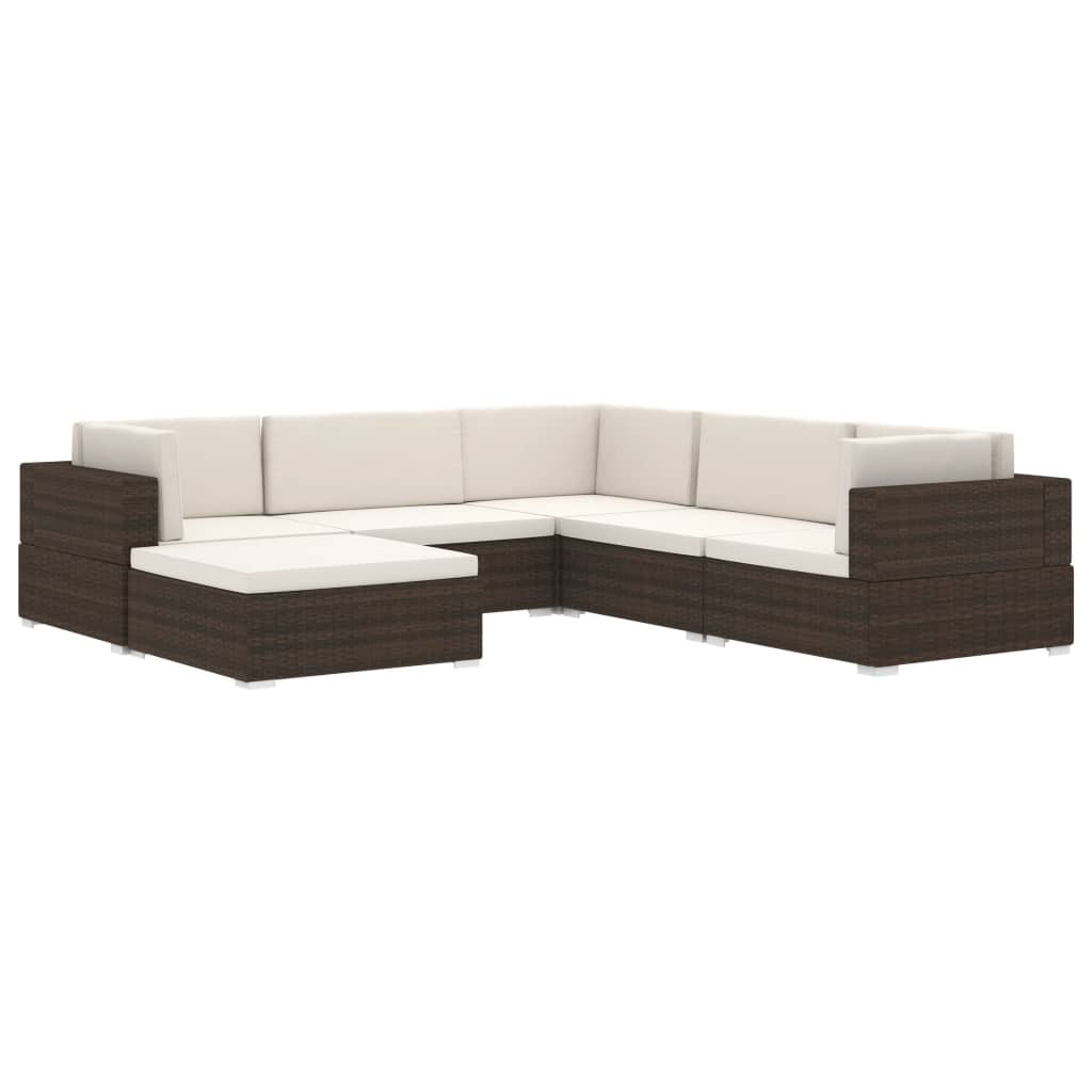 Seduta Centrale Modulare 1 pz con Cuscini in Polyrattan Marrone - homemem39