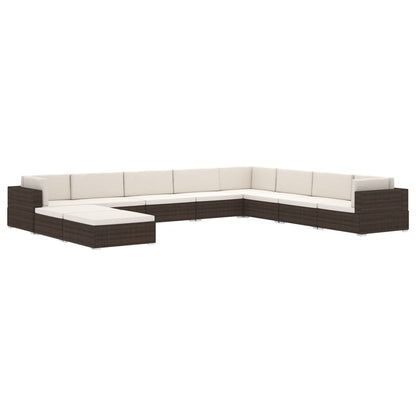 Seduta Centrale Modulare 1 pz con Cuscini in Polyrattan Marrone - homemem39