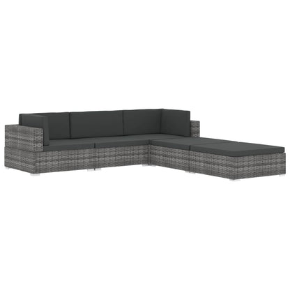 Seduta Centrale Modulare 1 pz con Cuscini in Polyrattan Marrone - homemem39