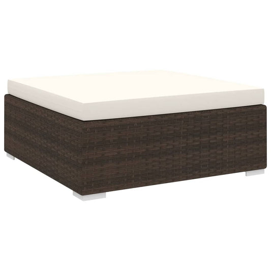 Poggiapiedi Modulare 1 pz con Cuscino in Polyrattan Marrone - homemem39