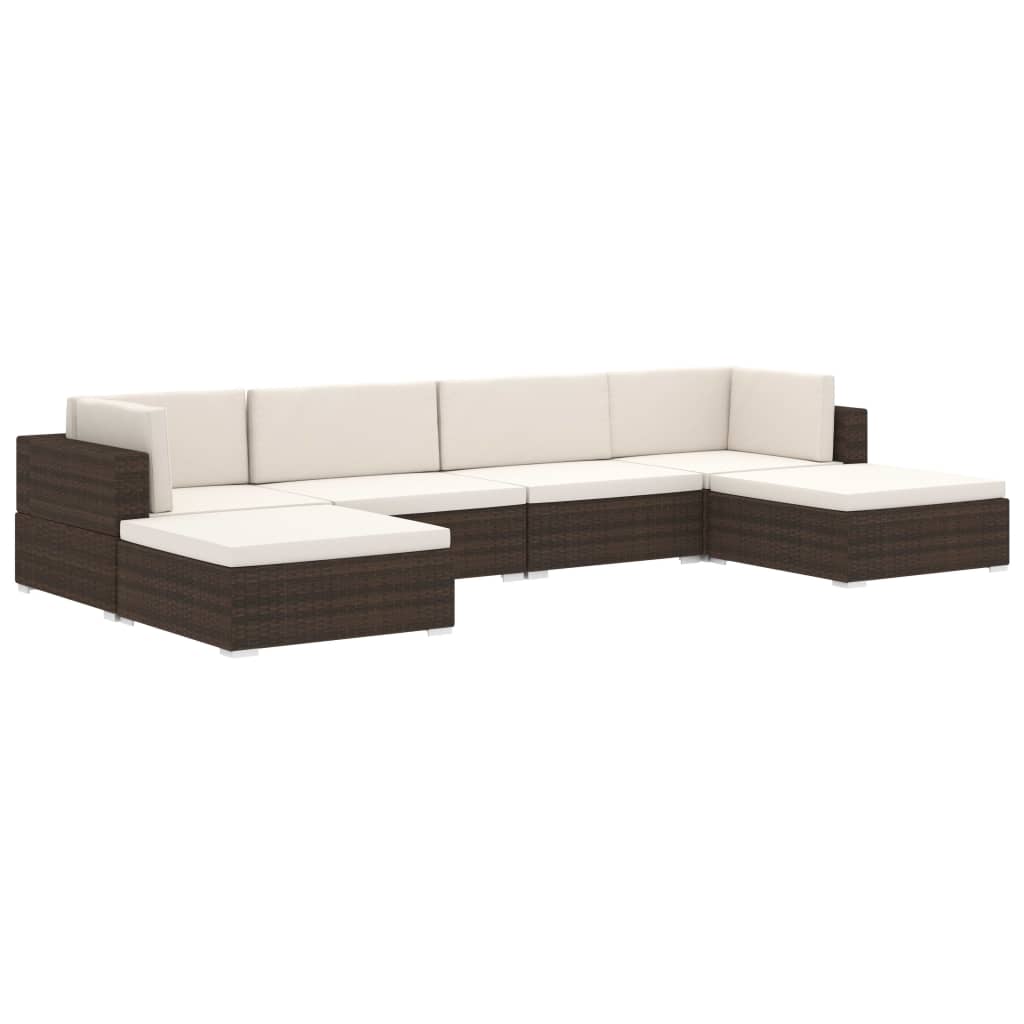 Poggiapiedi Modulare 1 pz con Cuscino in Polyrattan Marrone - homemem39