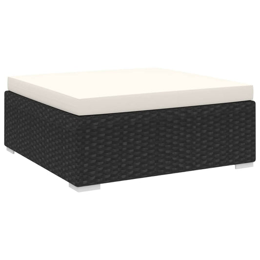 Poggiapiedi Modulare 1 pz con Cuscino in Polyrattan Nero - homemem39