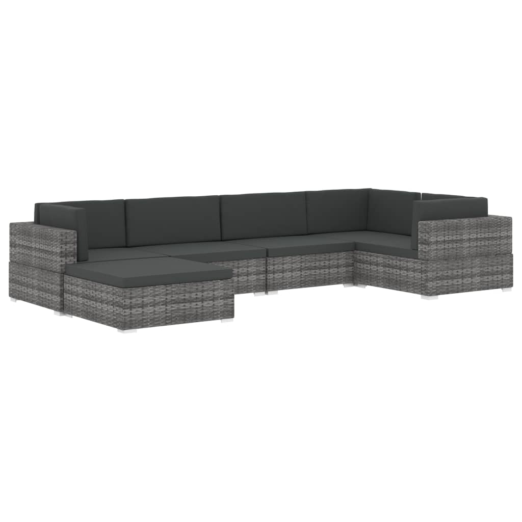 Poggiapiedi Modulare 1 pz con Cuscino in Polyrattan Nero - homemem39