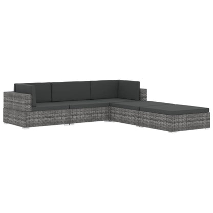 Poggiapiedi Modulare 1 pz con Cuscino in Polyrattan Nero - homemem39