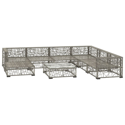 Set Divani da Giardino 8 pz con Cuscini in Polyrattan Grigio - homemem39