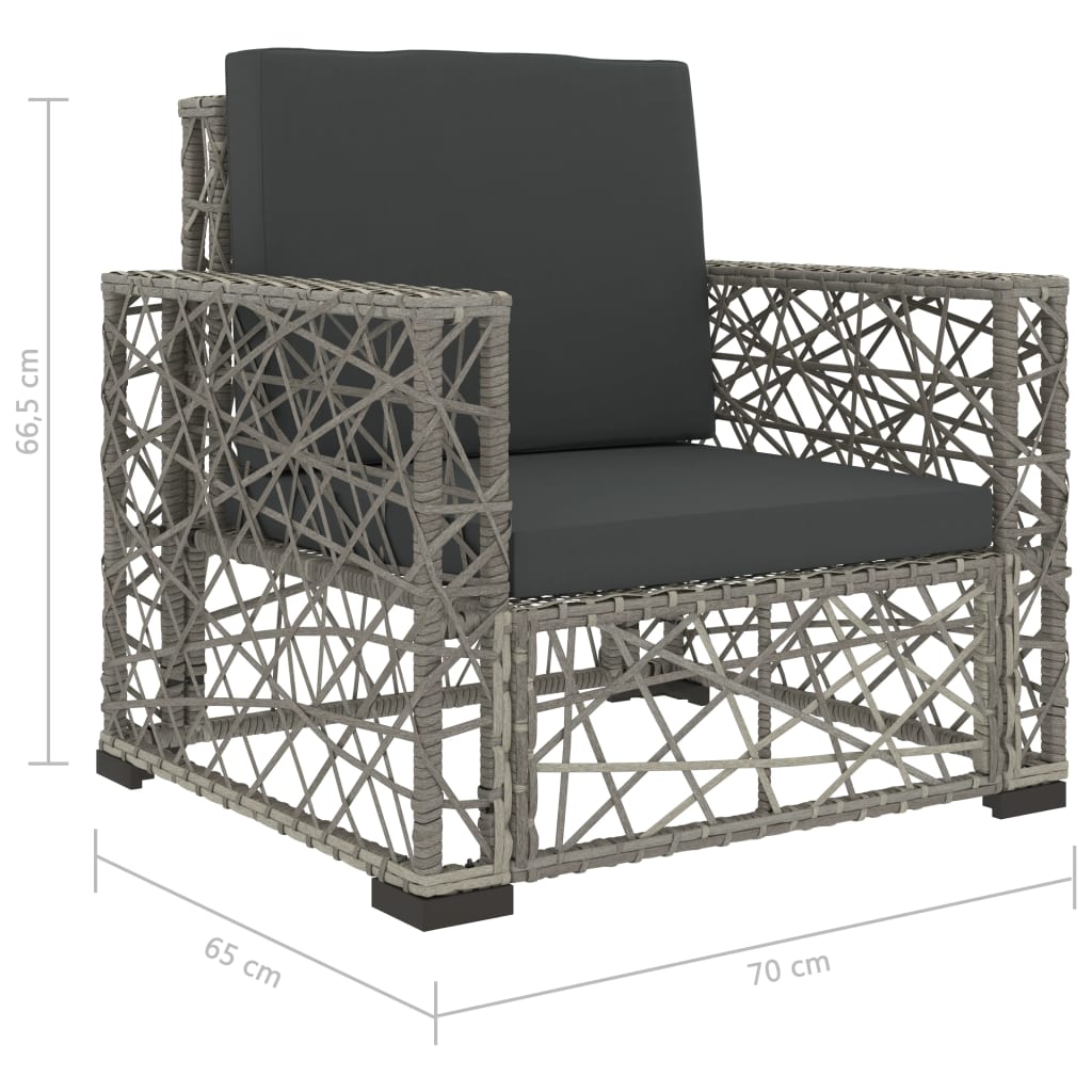 Set Divani da Giardino 6 pz con Cuscini in Polyrattan Grigio - homemem39