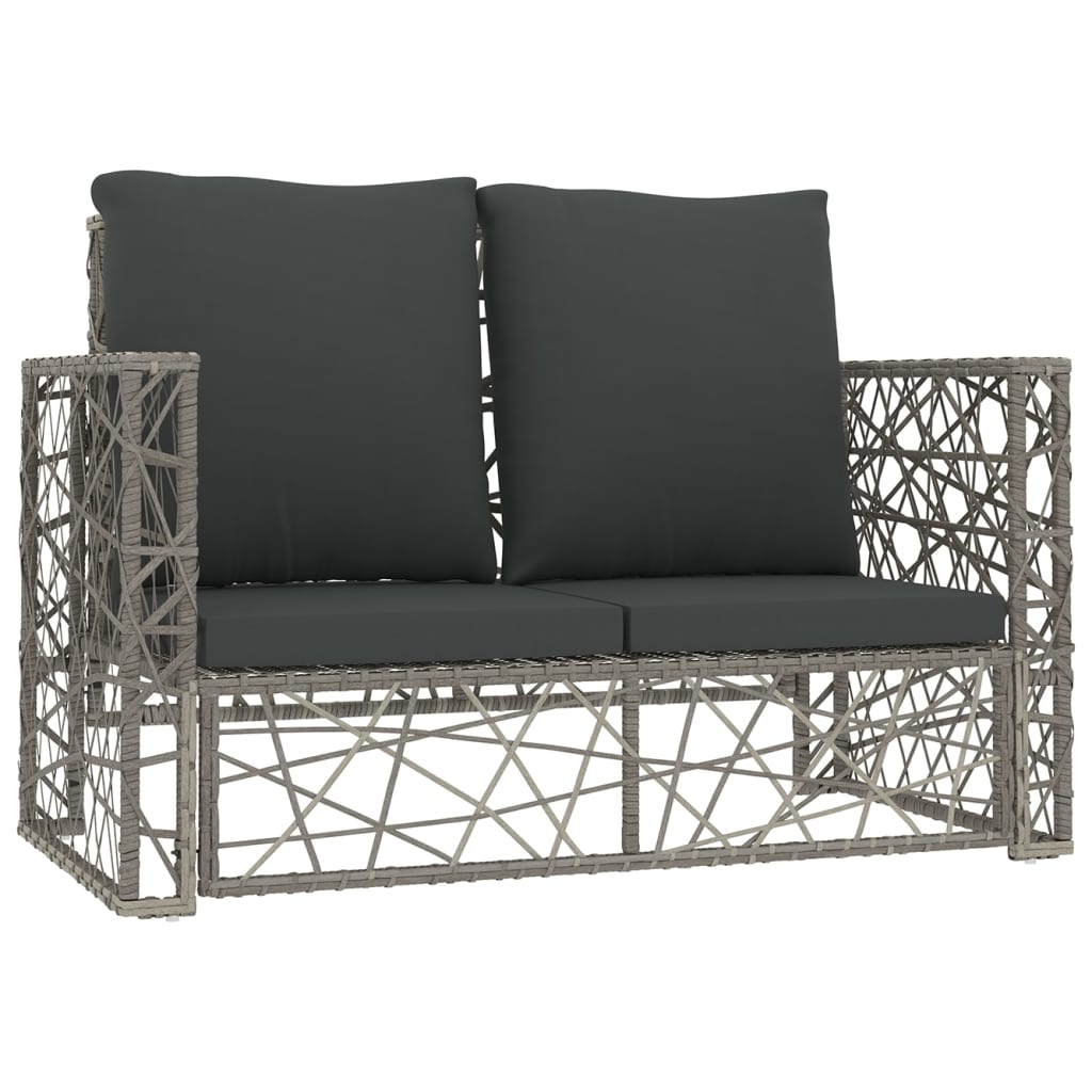 Set Divani da Giardino 2 pz con Cuscini in Polyrattan Grigio - homemem39