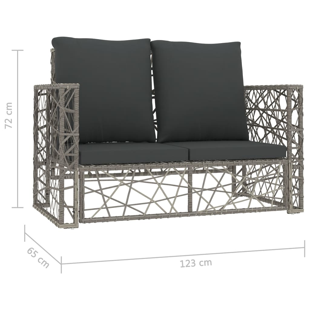 Set Divani da Giardino 2 pz con Cuscini in Polyrattan Grigio - homemem39