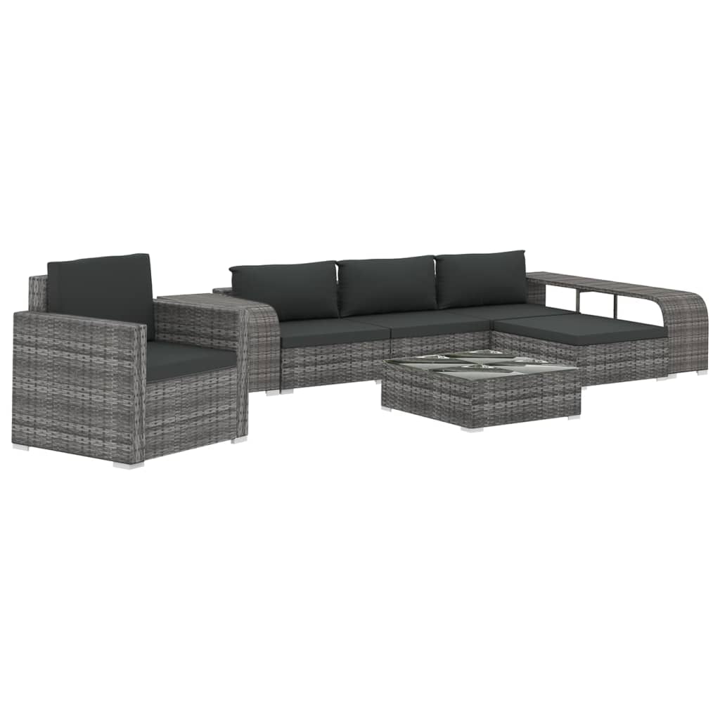 Set Divani da Giardino 8 pz con Cuscini in Polyrattan Grigio - homemem39