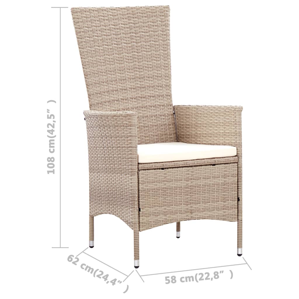 Set da Pranzo da Giardino 7 pz con Cuscini in Polyrattan Beige - homemem39