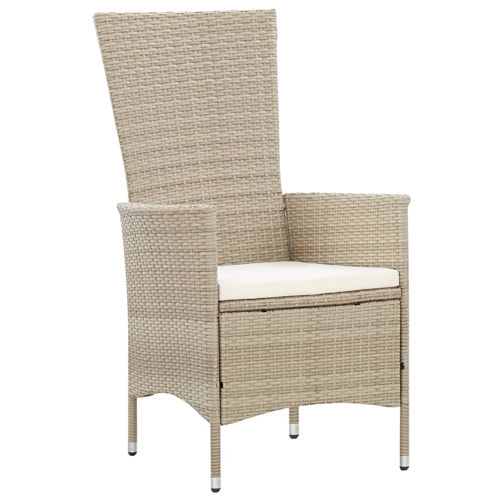 Set da Pranzo da Giardino 9 pz con Cuscini in Polyrattan Beige - homemem39