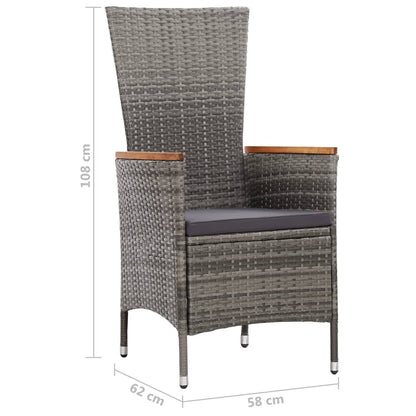 Set da Pranzo da Giardino 9 pz con Cuscini in Polyrattan Grigio - homemem39