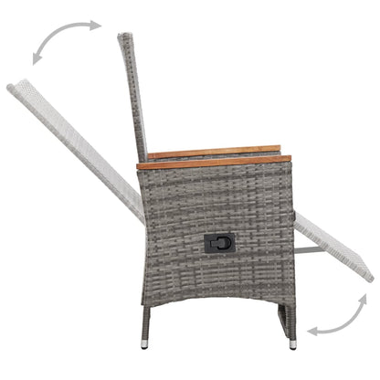 Set da Pranzo da Giardino 9 pz con Cuscini in Polyrattan Grigio - homemem39