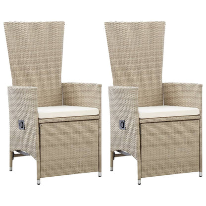 Sedie da Giardino Reclinabili 2 pz con Cuscini Polyrattan Beige - homemem39