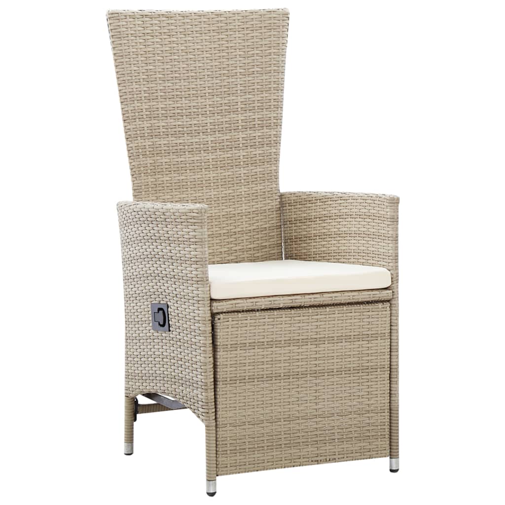 Sedie da Giardino Reclinabili 2 pz con Cuscini Polyrattan Beige - homemem39