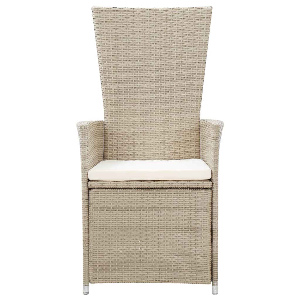 Sedie da Giardino Reclinabili 2 pz con Cuscini Polyrattan Beige - homemem39