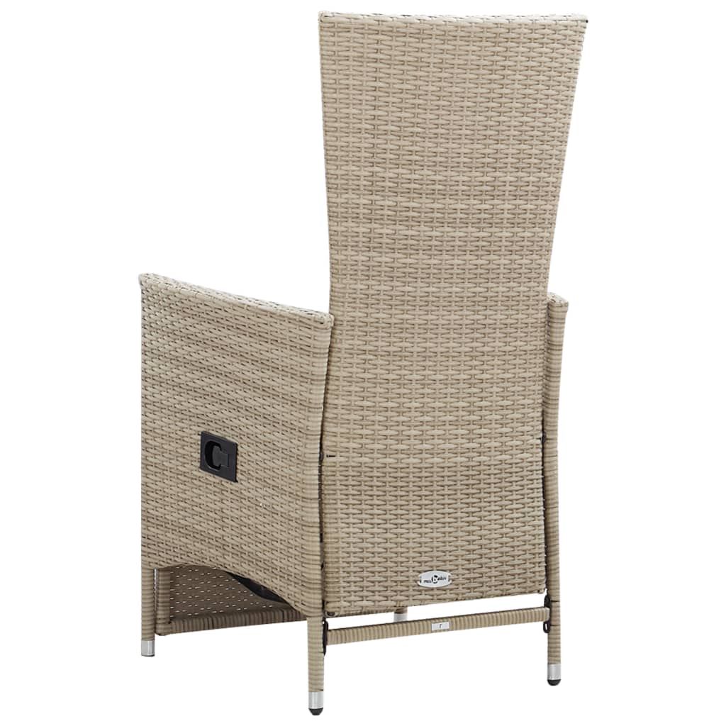 Sedie da Giardino Reclinabili 2 pz con Cuscini Polyrattan Beige - homemem39