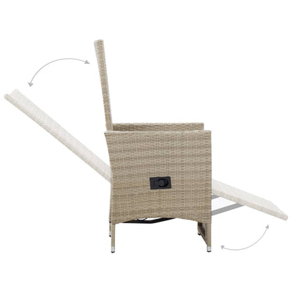 Sedie da Giardino Reclinabili 2 pz con Cuscini Polyrattan Beige - homemem39