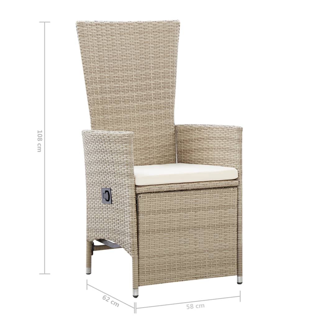 Sedie da Giardino Reclinabili 2 pz con Cuscini Polyrattan Beige - homemem39