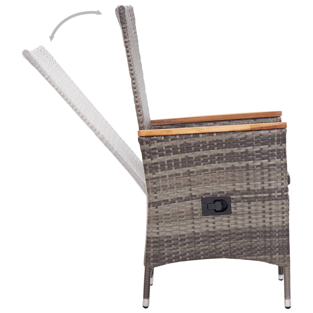 Set da Pranzo da Giardino 9 pz con Cuscini in Polyrattan Grigio - homemem39