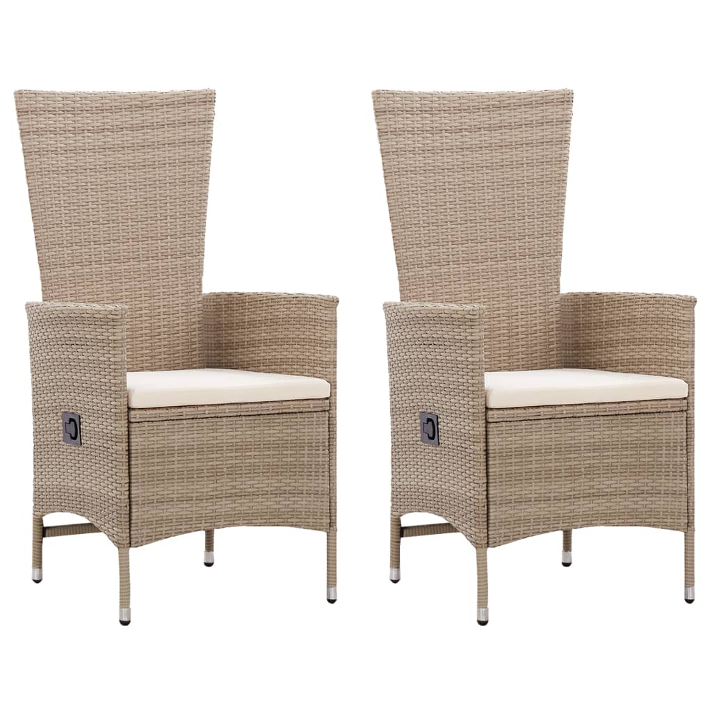 Sedie da Esterno 2 pz con Cuscini in Polyrattan Beige - homemem39