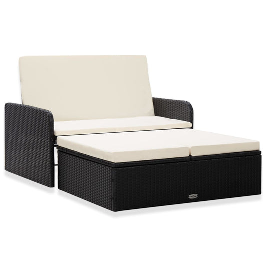 Set Divani da Giardino 2 pz con Cuscini in Polyrattan Nero - homemem39