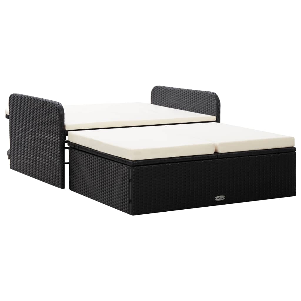 Set Divani da Giardino 2 pz con Cuscini in Polyrattan Nero - homemem39