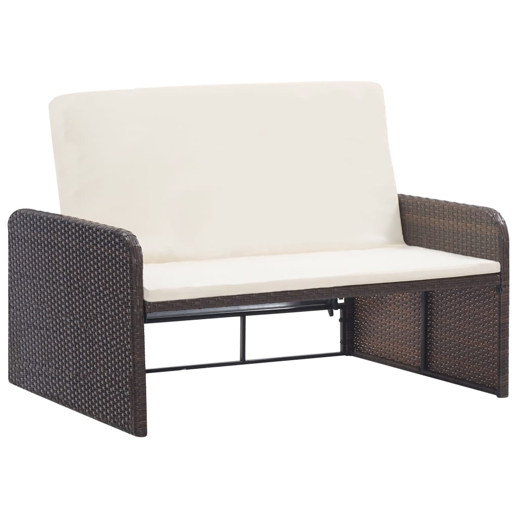 Set Divani da Giardino 2 pz con Cuscini in Polyrattan Marrone - homemem39