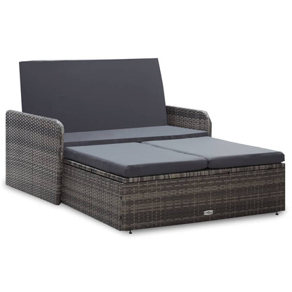 Set Divani da Giardino 2 pz con Cuscini in Polyrattan Grigio - homemem39