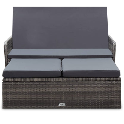 Set Divani da Giardino 2 pz con Cuscini in Polyrattan Grigio - homemem39