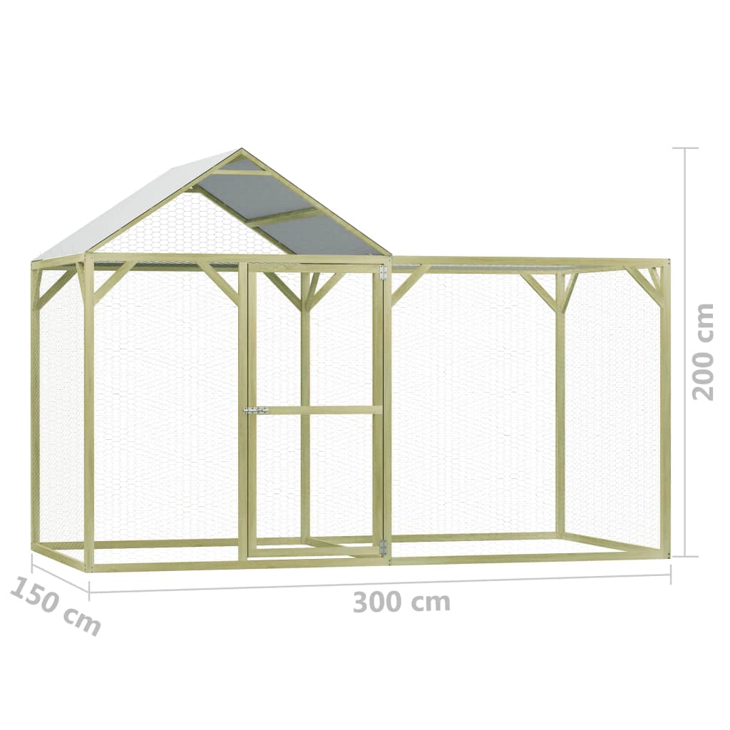 Pollaio 3x1,5x2 m in Legno di Pino Impregnato - homemem39