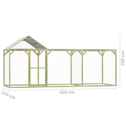 Pollaio 4,5x1,5x2 m in Legno di Pino Impregnato - homemem39