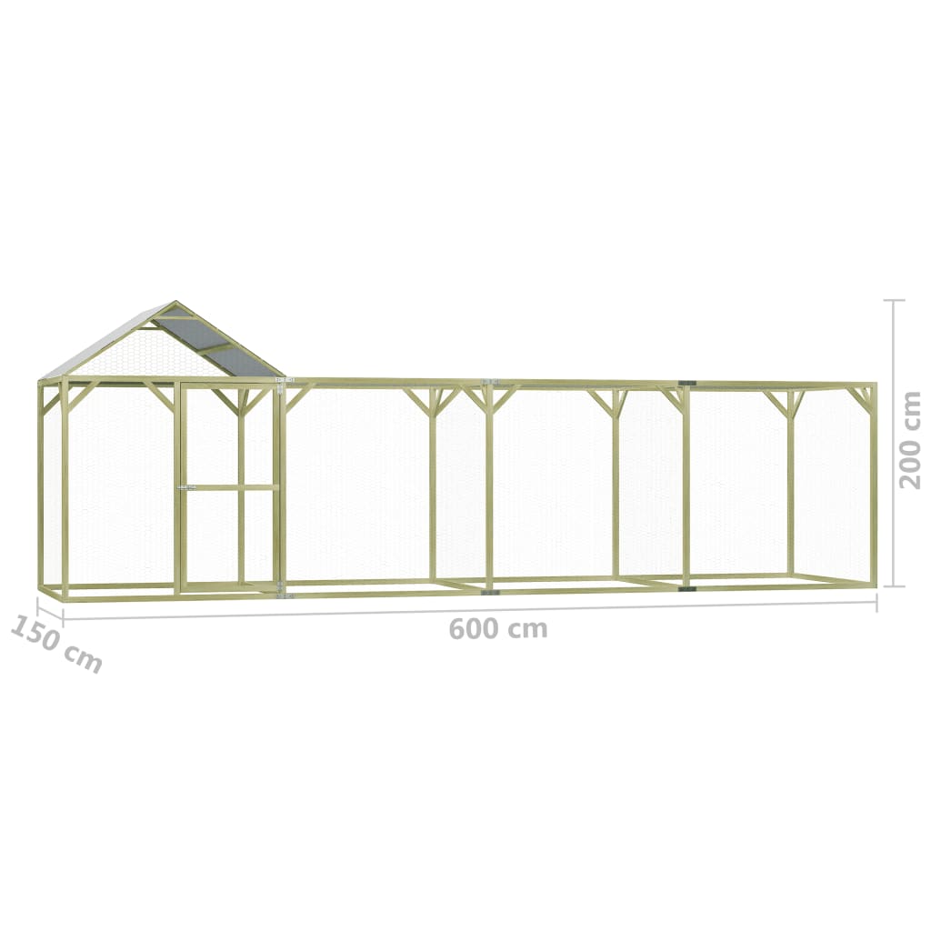 Pollaio 6x1,5x2 m in Legno di Pino Impregnato - homemem39