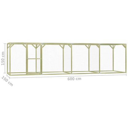 Pollaio 1,5x6x1,5 m in Legno di Pino Impregnato - homemem39