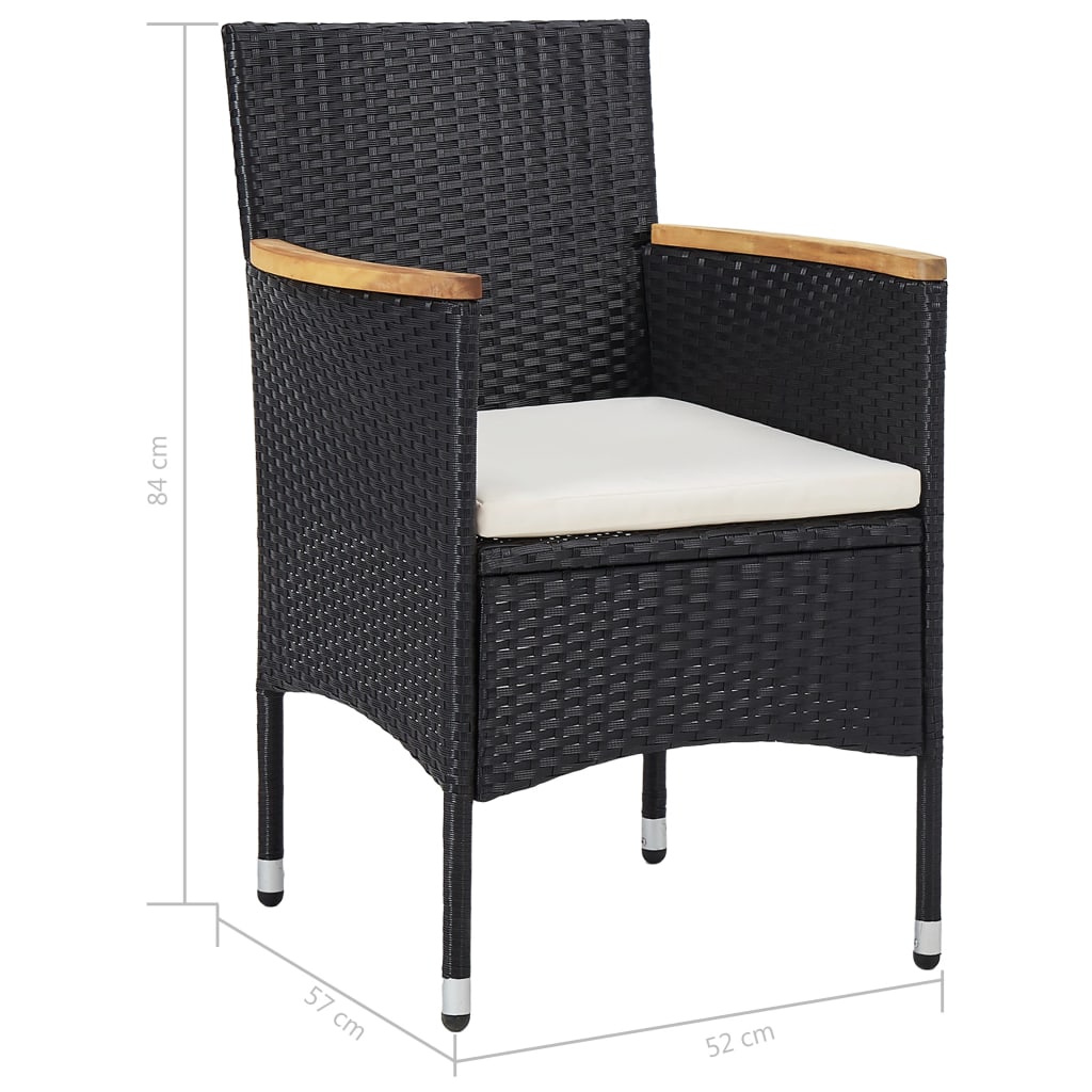 Set da Pranzo da Giardino 5 pz Nero in Polyrattan e Acacia - homemem39