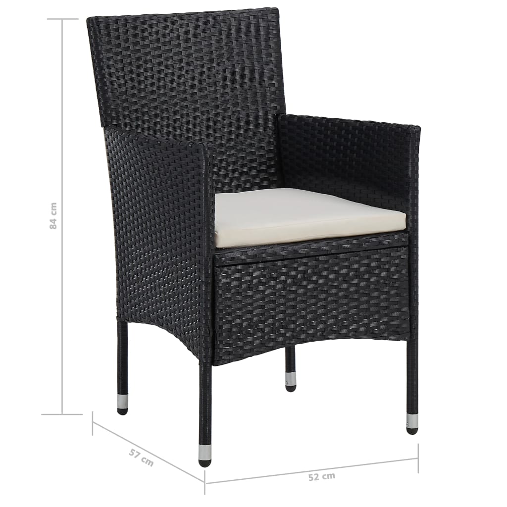 Set Mobili da Pranzo per Giardino 5 pz Nero Polyrattan e Vetro - homemem39