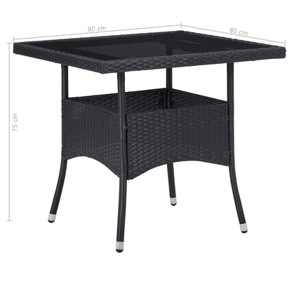 Set Mobili da Pranzo per Giardino 5 pz Nero Polyrattan e Vetro - homemem39