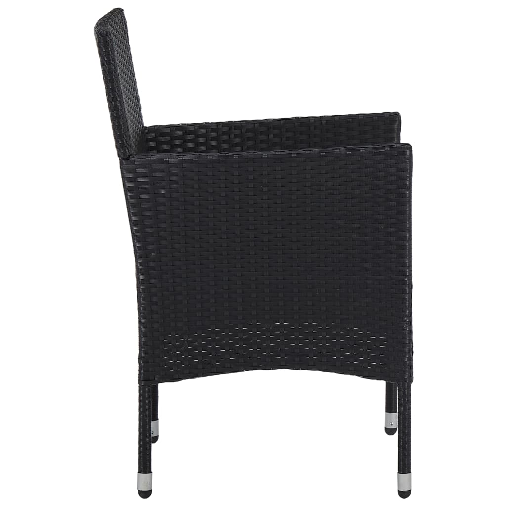 Set Sedie da Pranzo per Giardino 2 Pz in Polyrattan Nero - homemem39