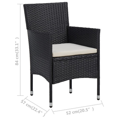 Set Sedie da Pranzo per Giardino 2 Pz in Polyrattan Nero - homemem39