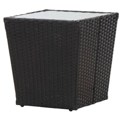 Tavolino Nero 41,5x41,5x43 cm in Polyrattan e Vetro Temperato - homemem39