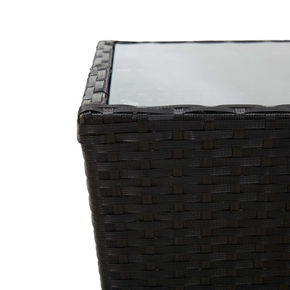 Tavolino Nero 41,5x41,5x43 cm in Polyrattan e Vetro Temperato - homemem39