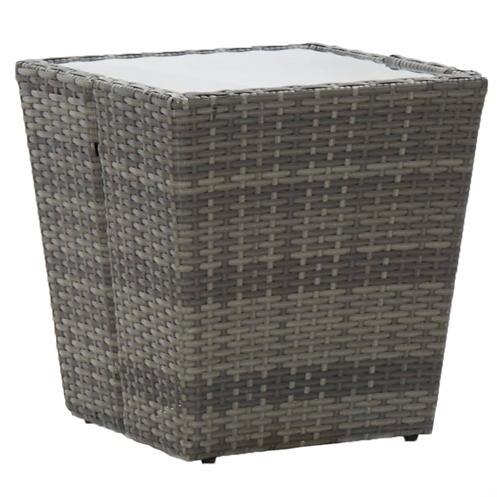 Tavolino Grigio 41,5x41,5x43 cm in Polyrattan e Vetro Temperato - homemem39