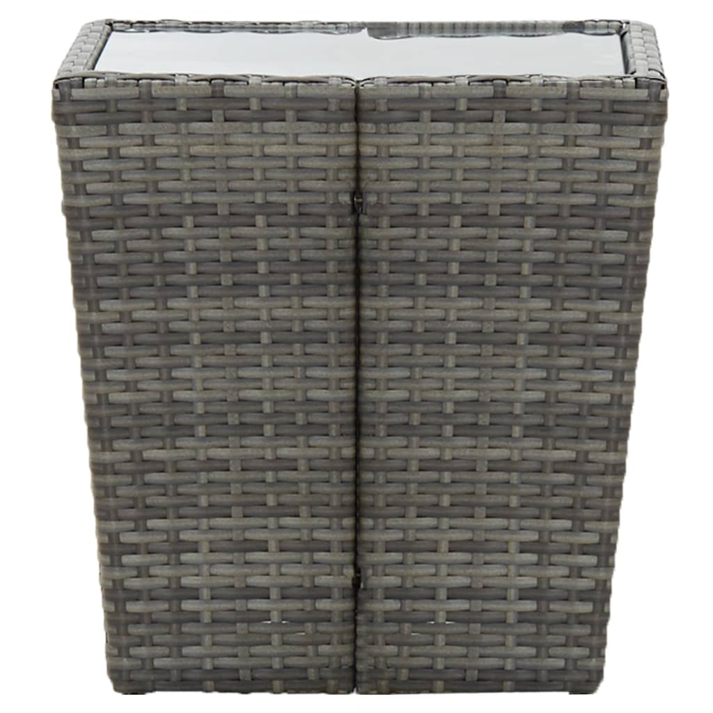 Tavolino Grigio 41,5x41,5x43 cm in Polyrattan e Vetro Temperato - homemem39