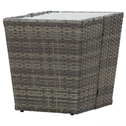 Tavolino Grigio 41,5x41,5x43 cm in Polyrattan e Vetro Temperato - homemem39