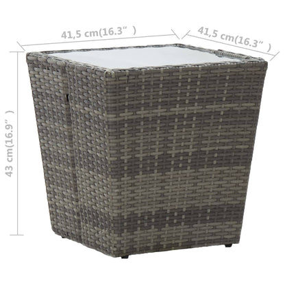 Tavolino Grigio 41,5x41,5x43 cm in Polyrattan e Vetro Temperato - homemem39