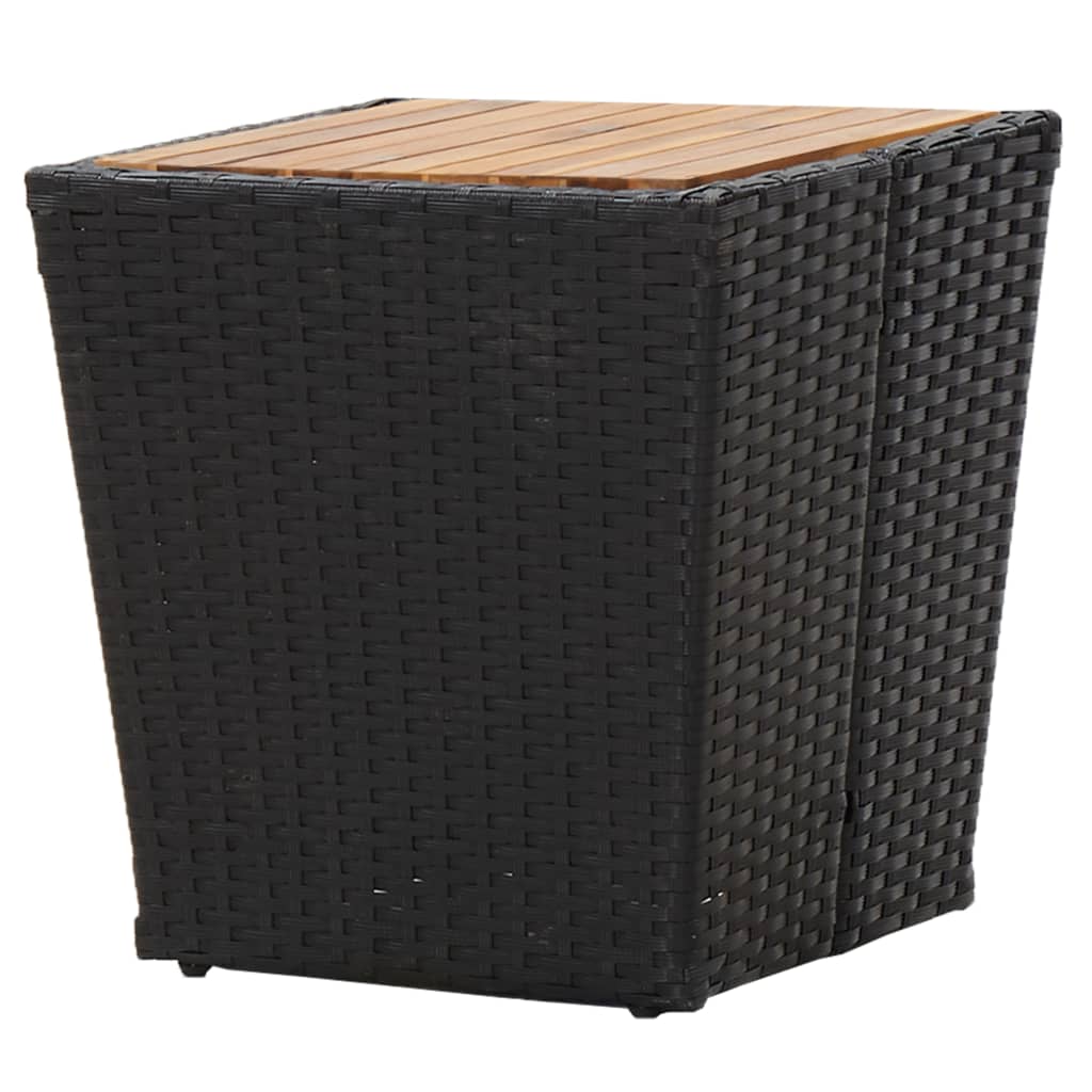 Tavolino Nero 41,5x41,5x43 cm in Polyrattan e Legno di Acacia - homemem39