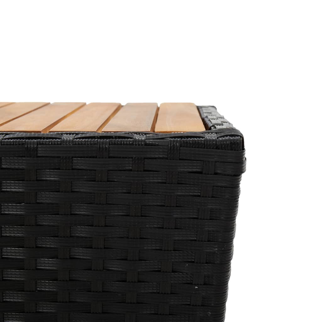 Tavolino Nero 41,5x41,5x43 cm in Polyrattan e Legno di Acacia - homemem39