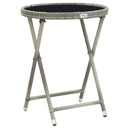 Tavolino da Caffè Grigio 60 cm in Polyrattan e Vetro Temperato - homemem39